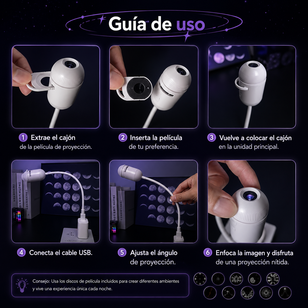 Nebulux™ Mini Proyector Led de galaxias, estrellas y planetas
