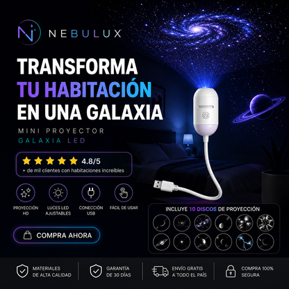 Nebulux™ Mini Proyector Led de galaxias, estrellas y planetas
